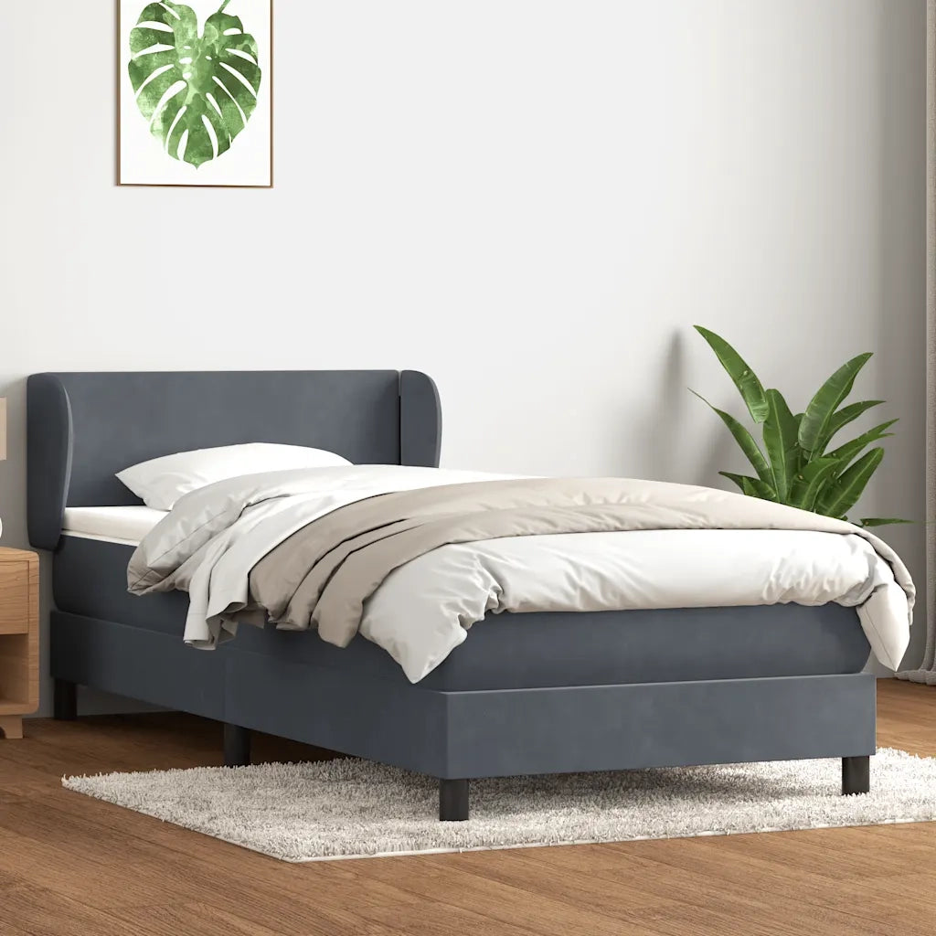 Giroletto a Molle con Materasso Grigio Scuro 80x210 cm Velluto 3317338