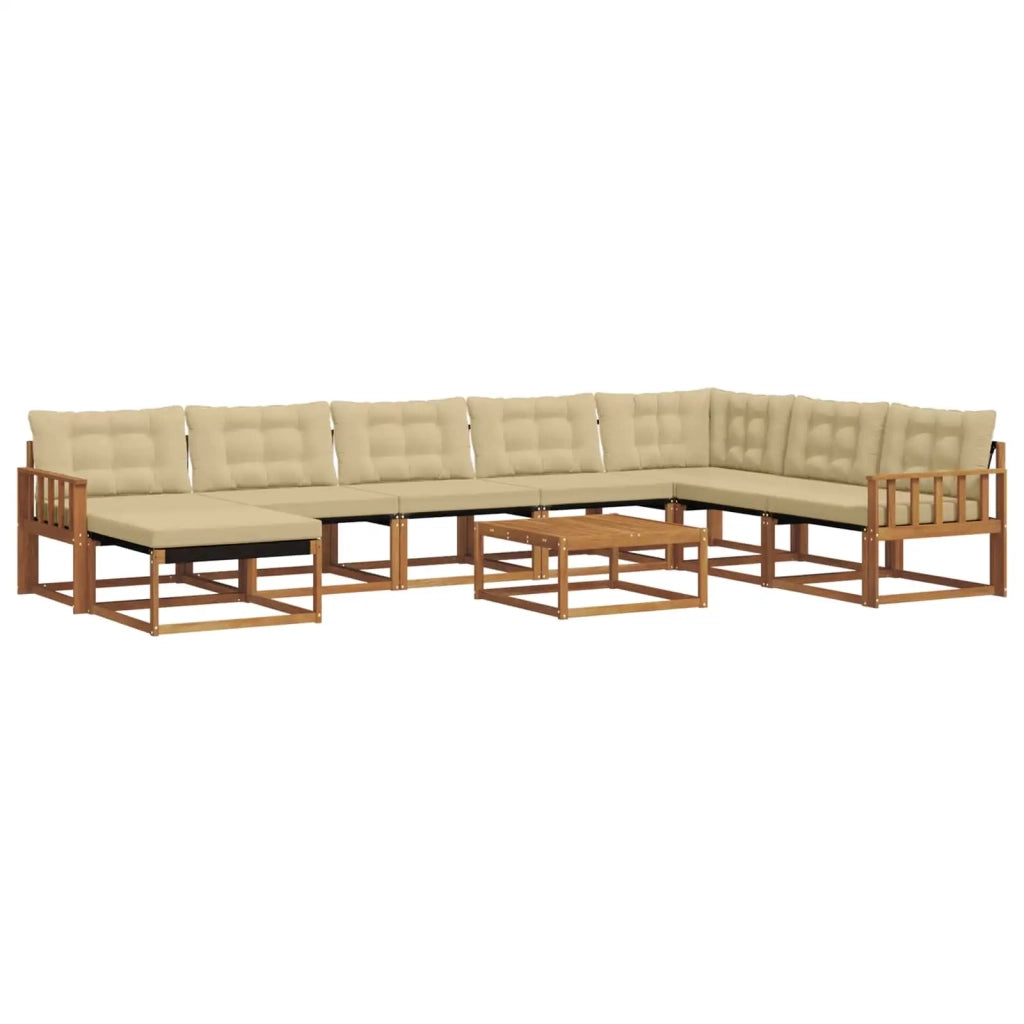 Set di divani da esterno con cuscino 9 pcs Naturale e Beige