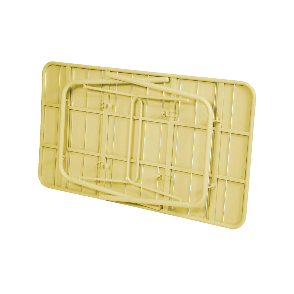 Set tavolo da giardino in acciaio con 6 sedie, 140cm, giallo
