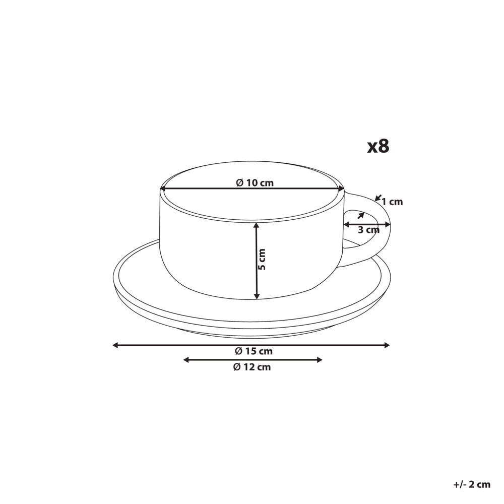 Set di 4 tazze con piattini in gres grigio con finitura in smalto reattivo fatto a mano per il tè e il caffè Cucina Sala da pranzo
