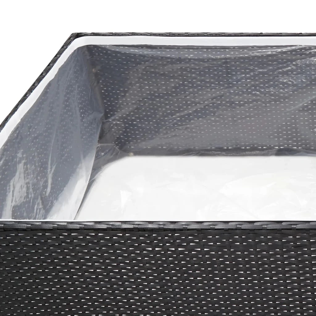 Vassoio per fioriera aiuola rialzata piante fiori terrazza giardino 157 x 80 x 40 cm Resina intrecciata nera 02_0037451