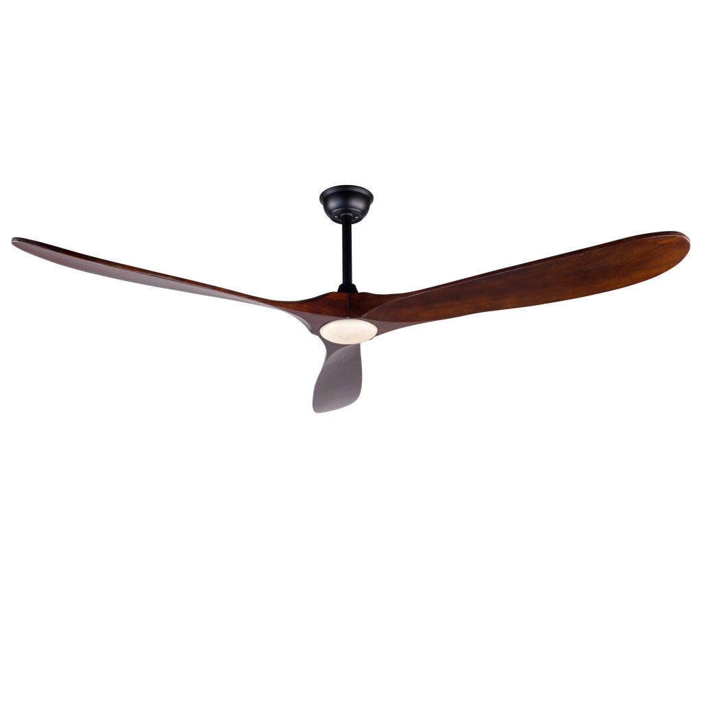 Ventilatore da soffitto da 70 pollici con luce LED; telecomando e 3 pale in legno massello