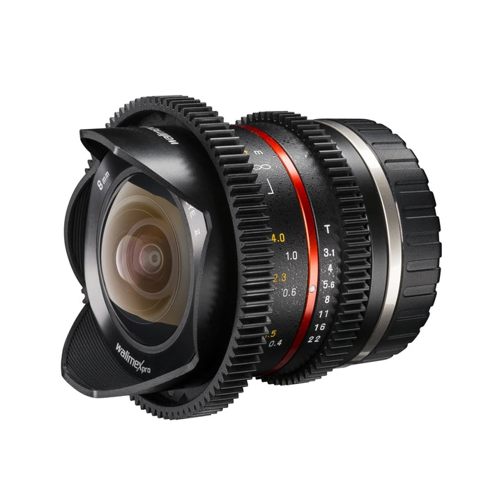 Walimex Pro 8mm 1:3.1 VCSC obiettivo Fish-Eye per foto e video (angolo di campo di 180 gradi, lenti MC, grande profondità di campo, apertura continua) per baionetta per obiettivi Sony E-mount nero