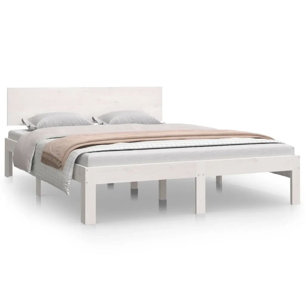 Giroletto-Struttura Letto Bianco in Legno Massello 135x190 cm Double 989349