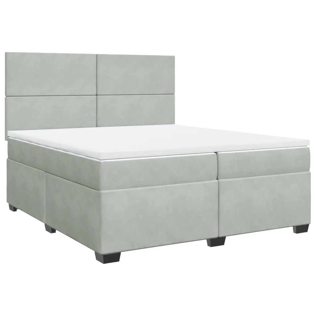 Giroletto a Molle con Materasso Grigio Chiaro 200x200cm Velluto