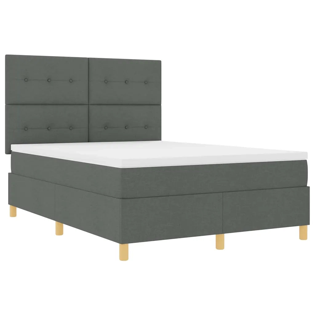 Letto a molle con materasso Grigio scuro 140 x 190 cm Tessuto 3339617