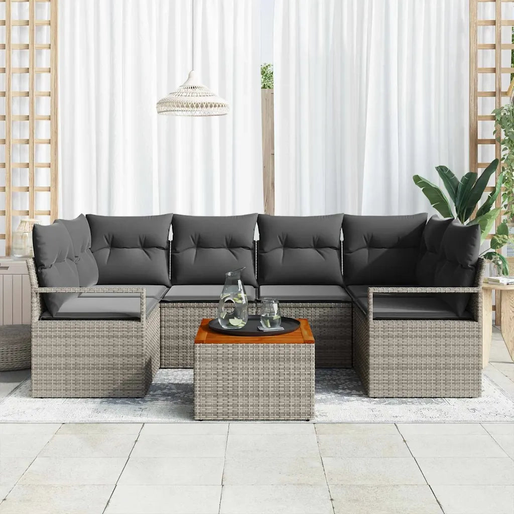 Set Divano da Giardino 7 pcs Grigio polyrattan 3356326