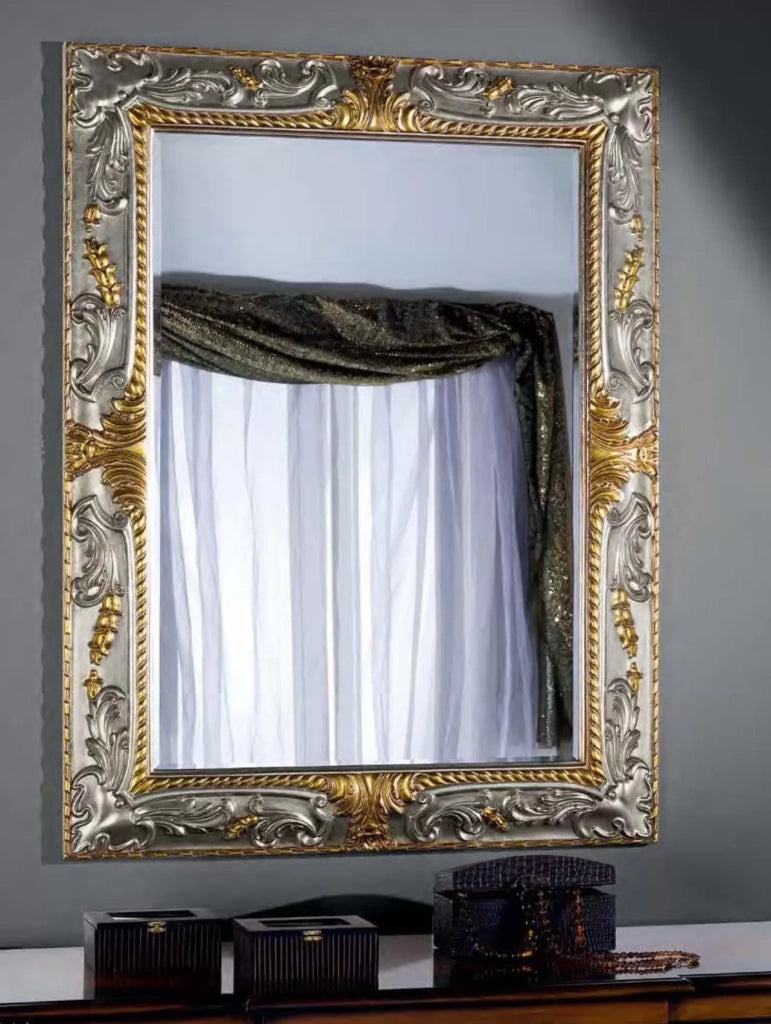 Specchiera in foglia argento con particolari mecca rettangolare misure: 96 x 96 x 5