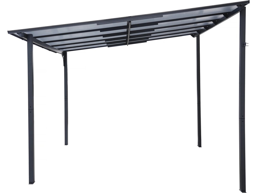 Pergola addossata "Marvin" - 3 x 3 m - 304 x 298 x 243 cm - Grigio scuro