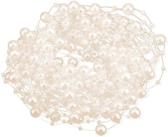 Bracciale con filo di pesca con perle e decorazione per matrimonio DIY