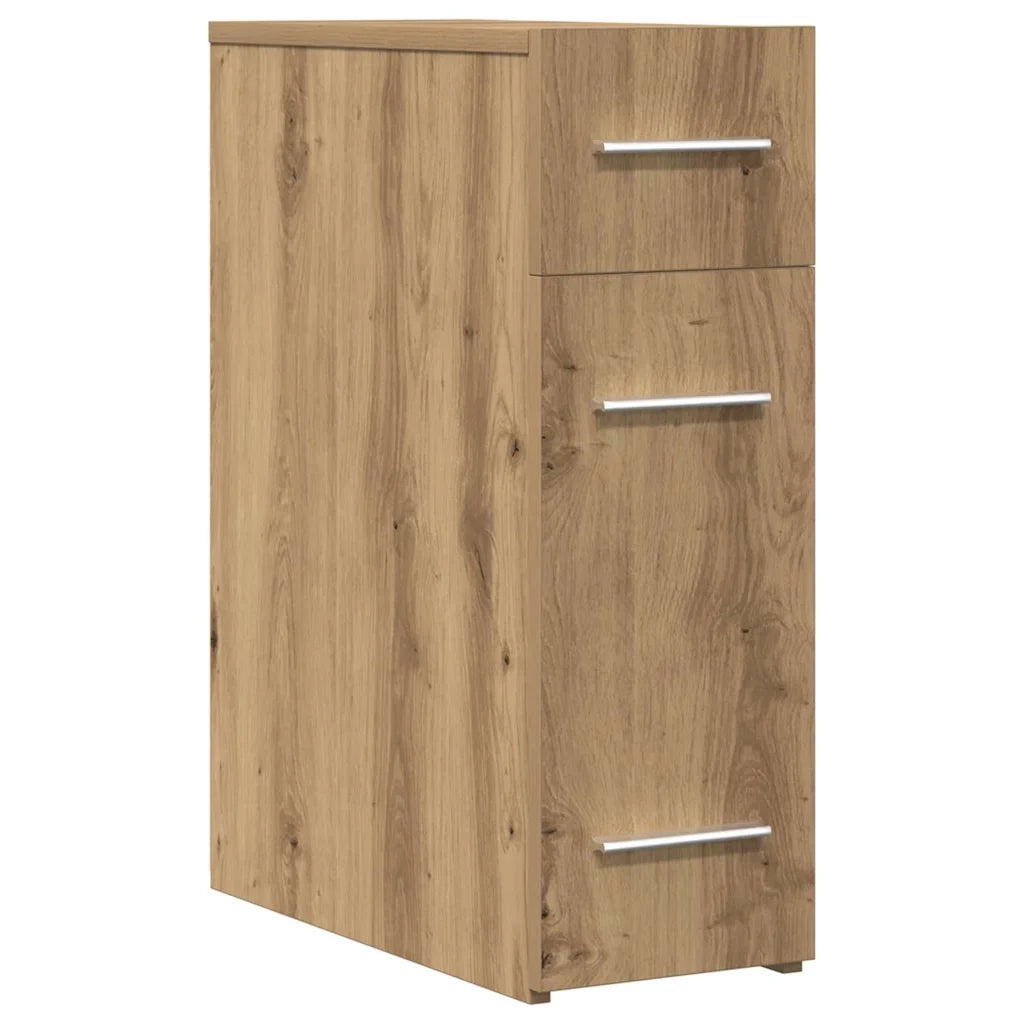 Mobiletto da farmacia dal design moderno per sala da pranzo 20 x 45 x 60 cm con 3 cassetti in legno di rovere ingegnerizzato realizzato artigianalmente 02_0051904