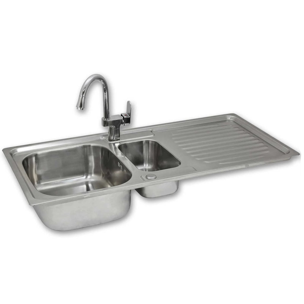 Lavandino da Cucina in Acciaio Inossidabile 105cm x 50cm con Rubinetto Confetti