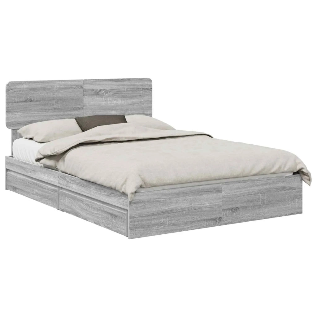 Letto con Contenitore con testiera Grigio Sonoma 140 x 200 cm