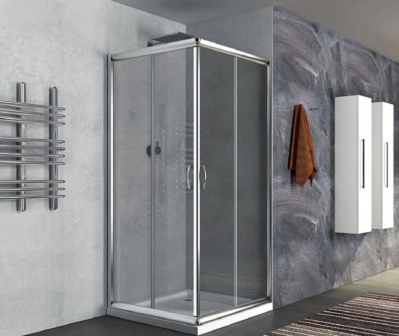 Box Doccia Due Lati Scorrevole, in Cristallo 6mm h190cm Ponza Trasparente 6mm,80x80 cm