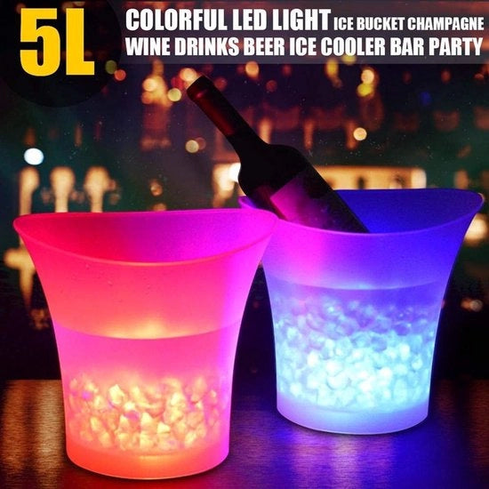 Semifreddo a 5 Litri - LED Champagne Cooler - Impermeabile - Leggero - Cambio di colore multicolore - Progettazione solida
