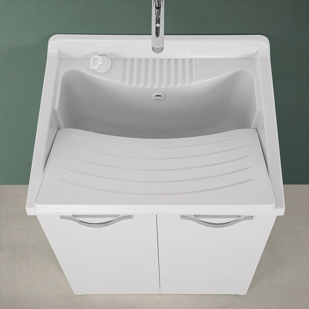 Mobile lavatoio 60x50cm salvaspazio in legno bianco 2 anta linea Pilar