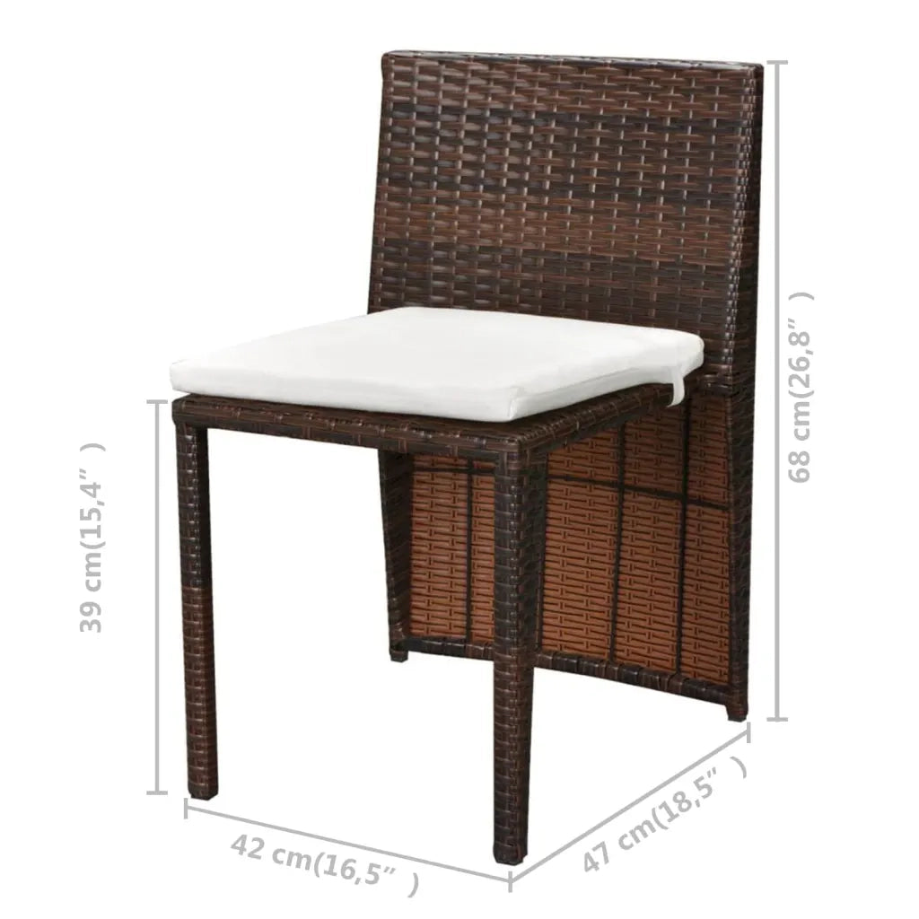 Set da Bistrot 3 pz con Cuscini in Polyrattan Marrone cod mxl 34637