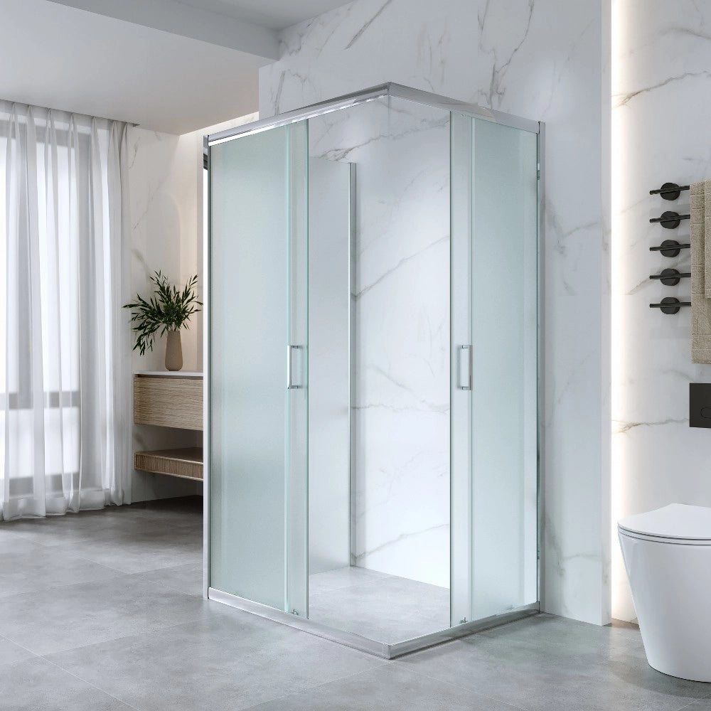 Box Doccia 3 Lati 80x120x80 Cm H 185 cm vetro 6 mm Opaco Scorrevole| Kiro
