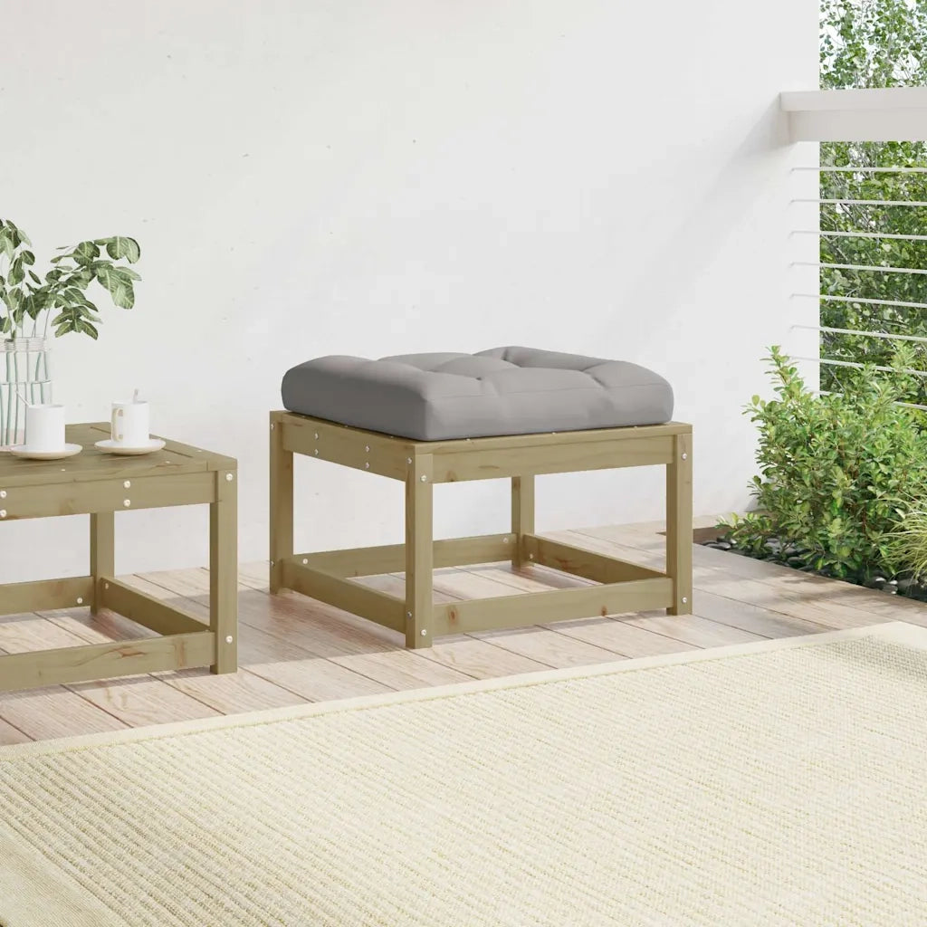 Poggiapiedi da Giardino con Cuscino in Legno Impregnato di Pino 844703