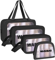 Borsa di toilette trasparente, organizzatore di toilette impermeabile, borsa di cosmetici con chiusura a zip e grande capacità per uomo e donna