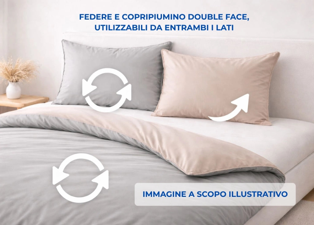 Sacco Copripiumino Bicolor Estate Inverno In 100% Cotone Tinta Unita Amici - Piazza E Mezza - Arancio
