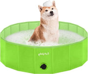 Piscina per cani durevole con rapida evacuazione, pieghevole, non gonfiabile, piscina per cani verde 100 cm.