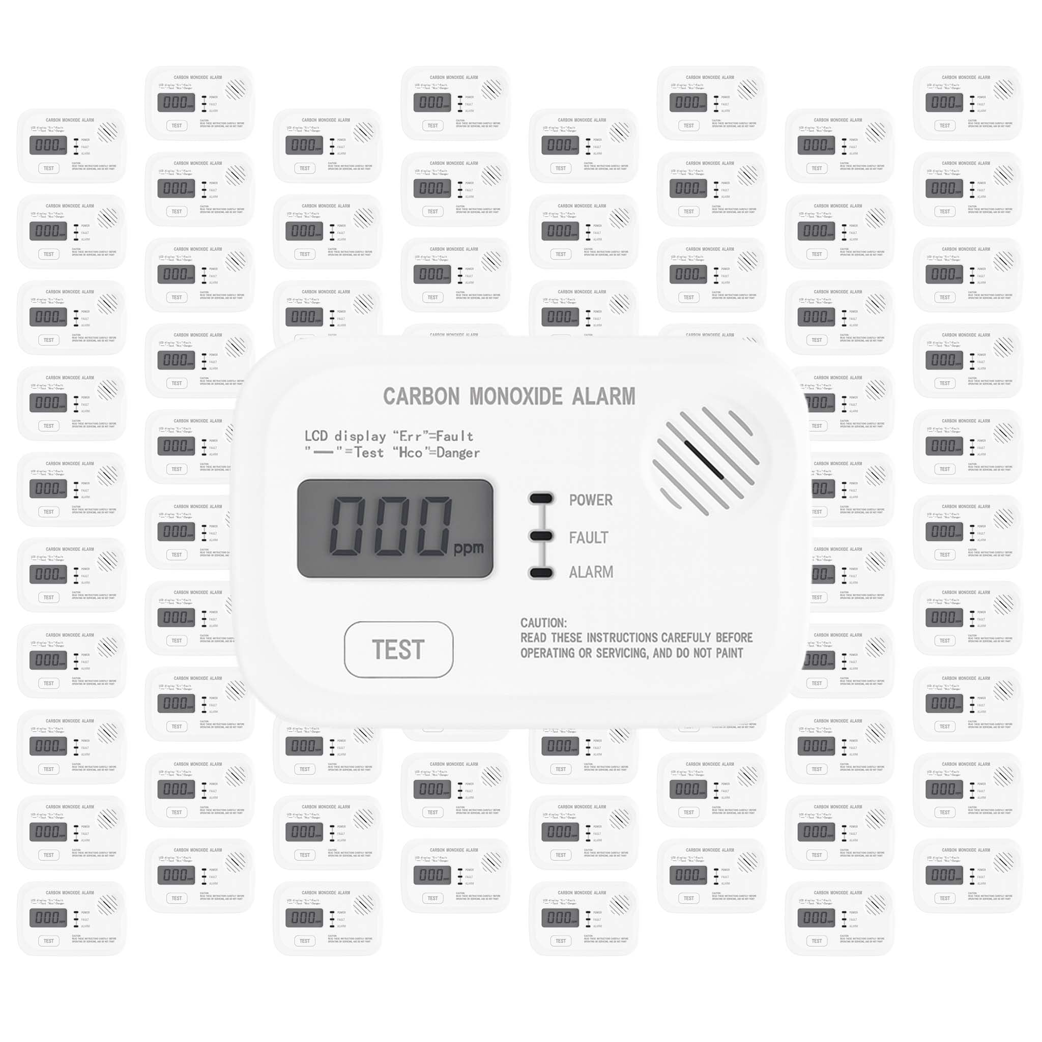 Set 80x Rilevatore monossido di carbonio con display 120 x 74 x 31 mm, allarme CO con batterie sostituibili incluse