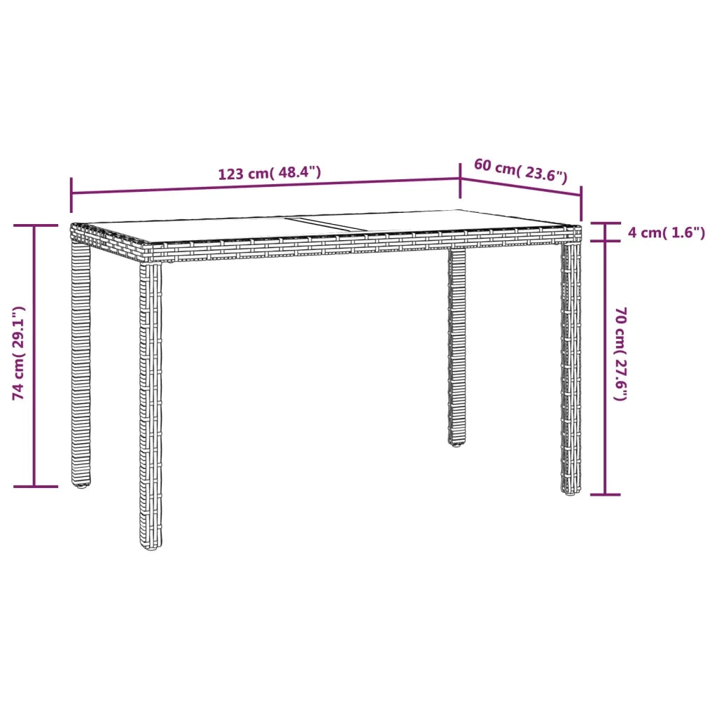 Set da Pranzo da Giardino 3 pz con Cuscini in Polyrattan Beige 3095502