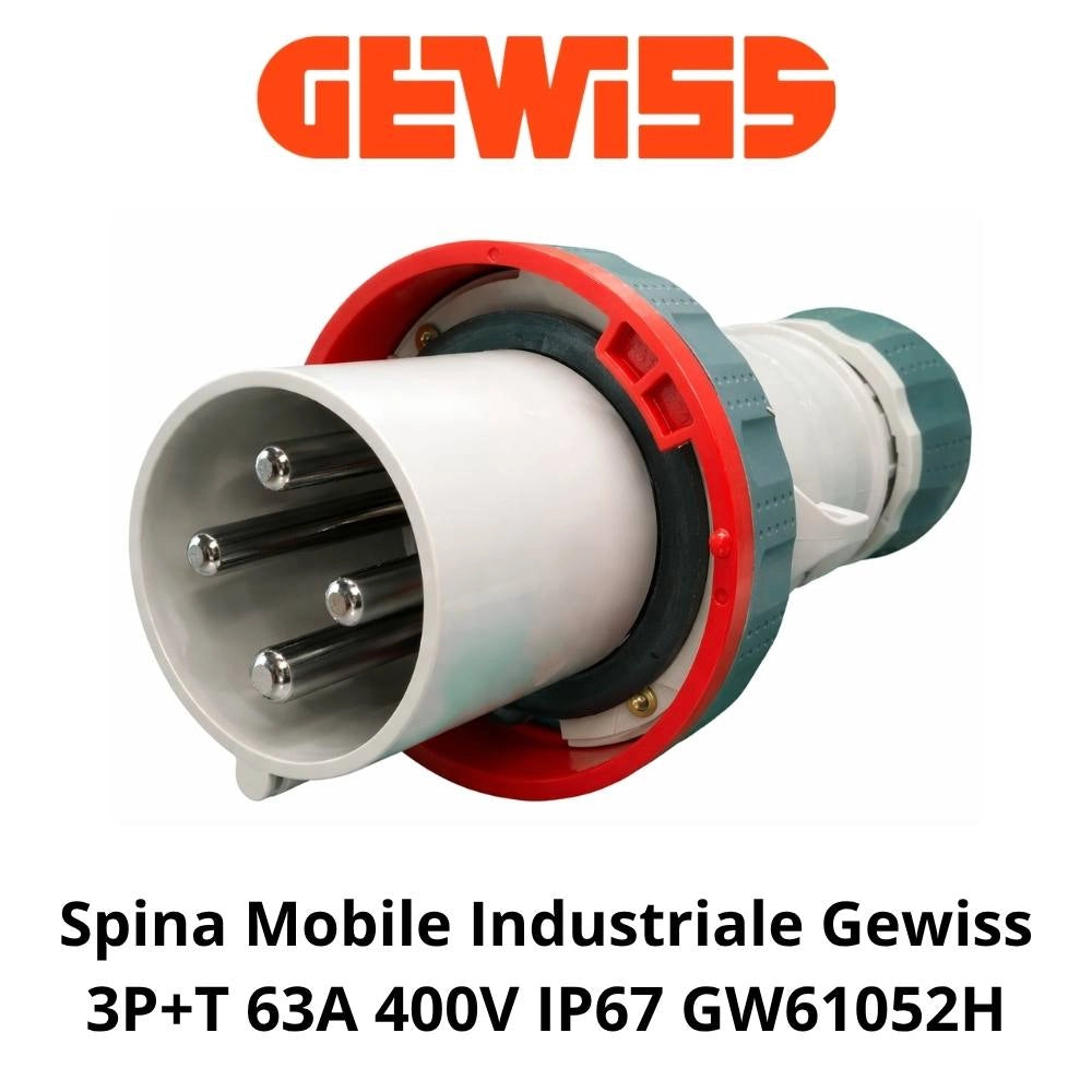 Spina mobile industriale gewiss 3p+t 63a 400v ip67 gw61052h