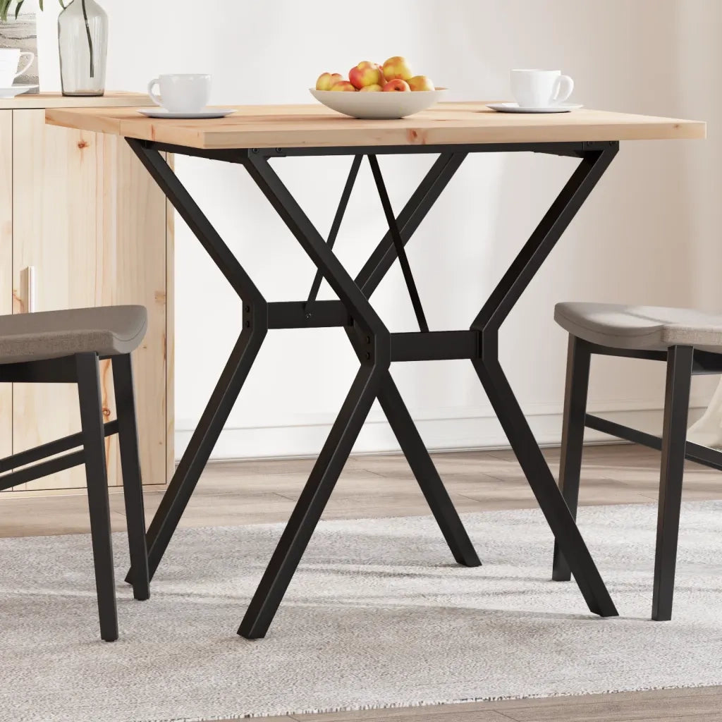 Tavolo da Pranzo Telaio a Y 80x80x75,5 cm Legno Pino e Acciaio