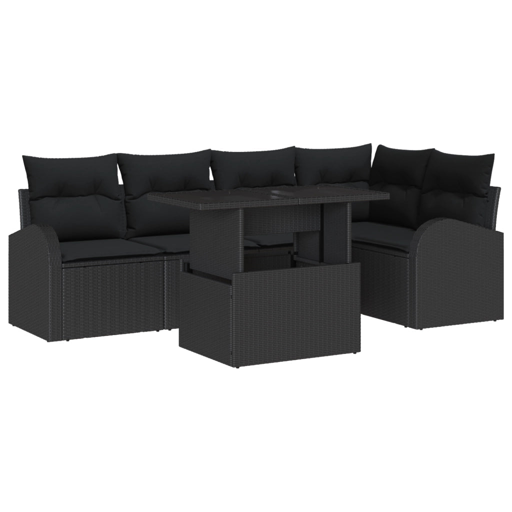 Set di SofÃ  da Giardino di 6 Pezzi con Cuscini grigio scuro in Polyrattan