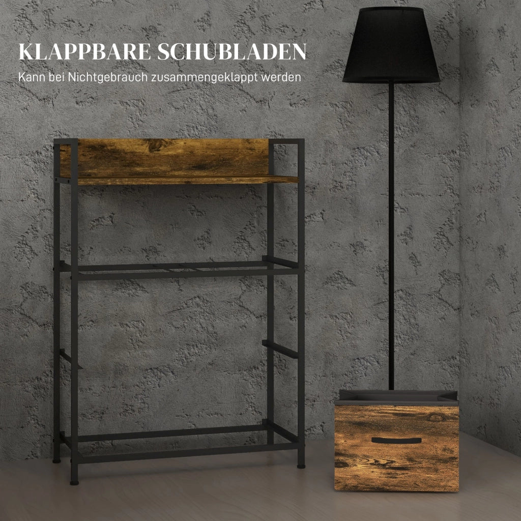 Cassettiera 4 cassetti tessuto ¨C Xylo ¨C design industriale metallo acciaio nero marrone 60x29x85cm
