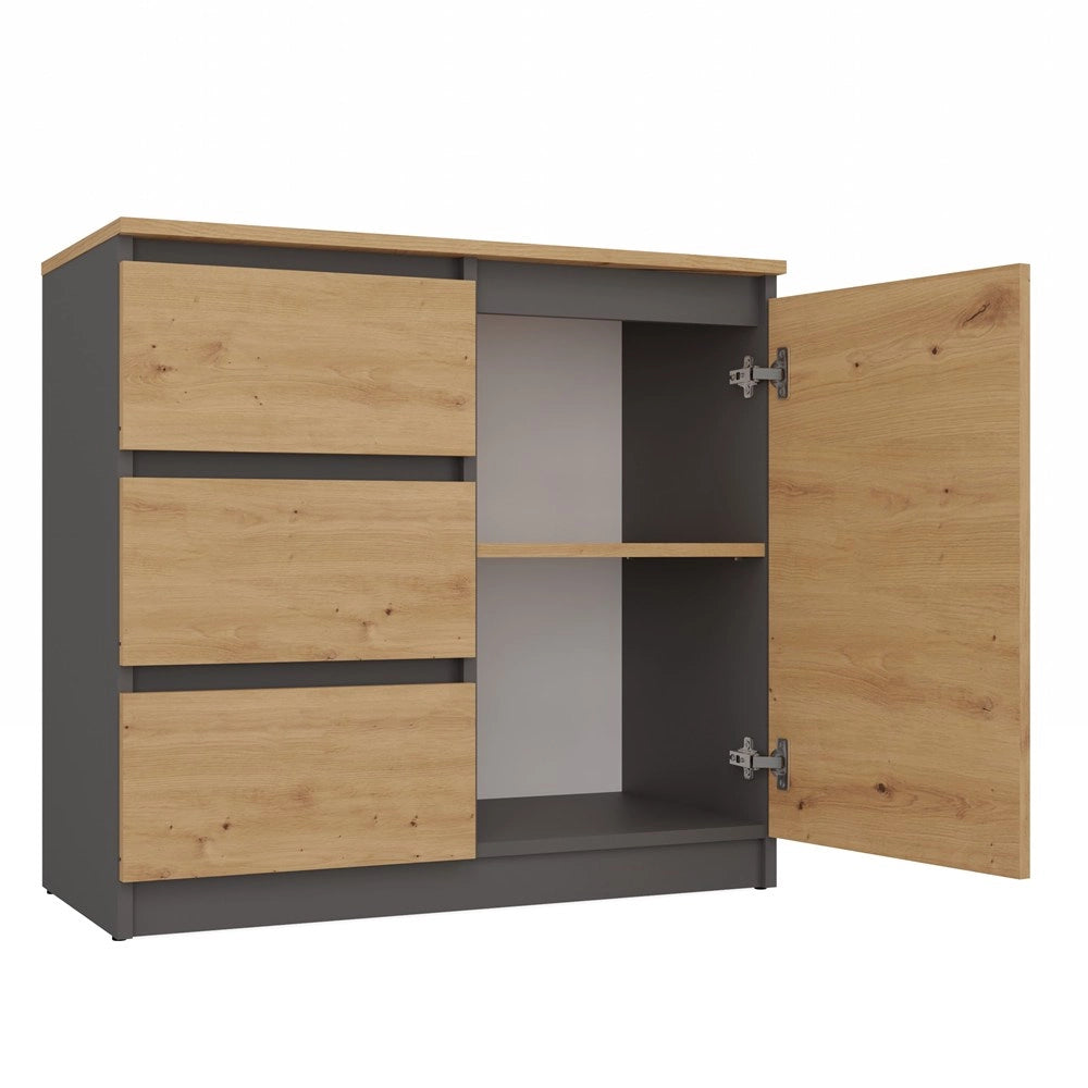 Cassettiera MALWA 1d3s/BA antracite rovere artisan per camera e soggiorno