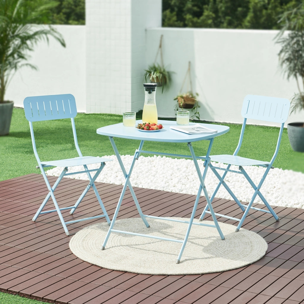 Set Sande di 2 Sedie Pieghevoli - Azzurro [en.casa]