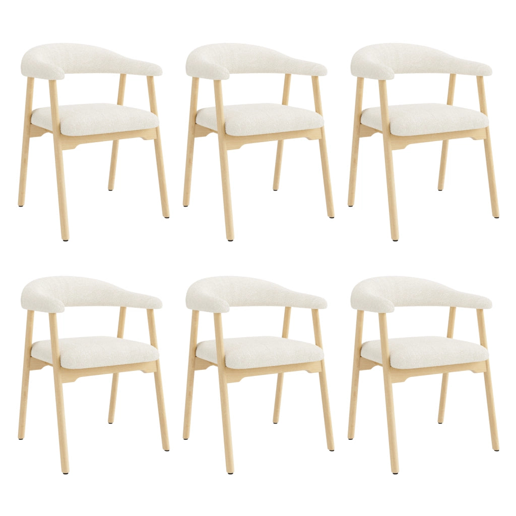 SEDIE da pranzo C-forma Set da 6 60,5x57x79,5 cm Bouclé Naturale