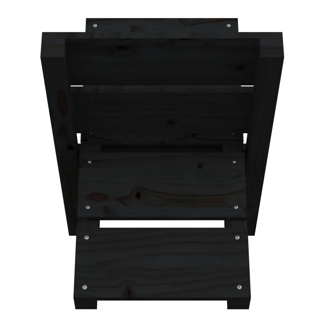 Portaceppi Nero 47x39,5x48 cm in Legno Massello di Pino CFW4314825
