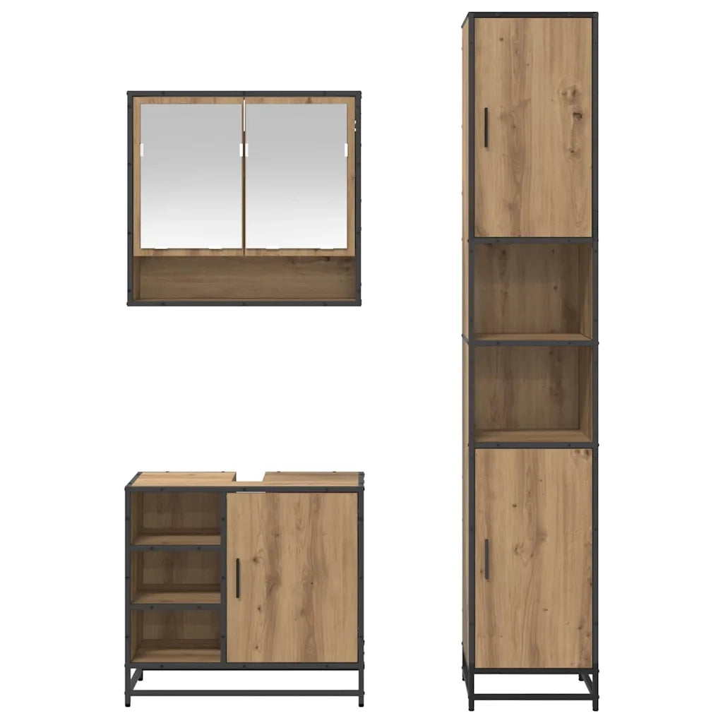 Set di mobili per il bagno con porta 3 pcs Rovere artigianale