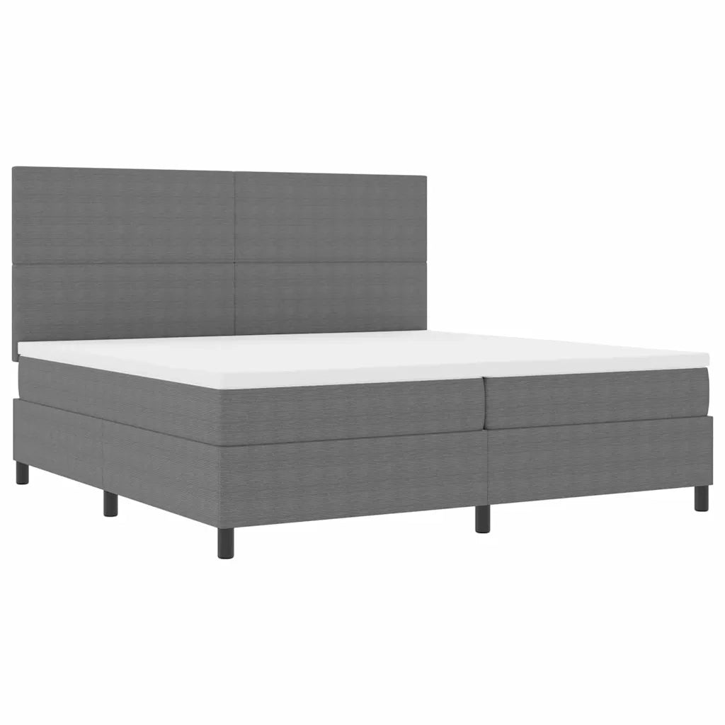 Letto a molle con testiera Grigio chiaro e bianco 200 x 200 cm 3337571
