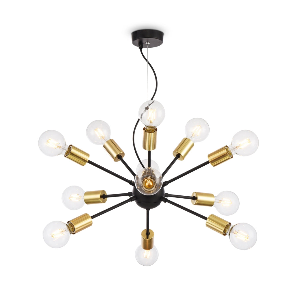 Maytoni Lampadario Minimal Jackson 12 luci E27 nero metallo ottone