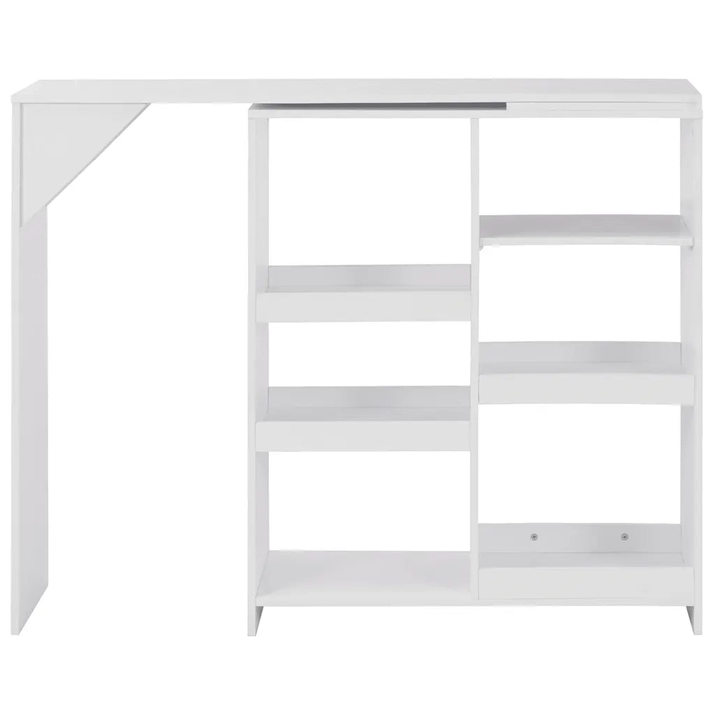 Tavolo da Bar con Scaffale Mobile Bianco 138x39x110 cm