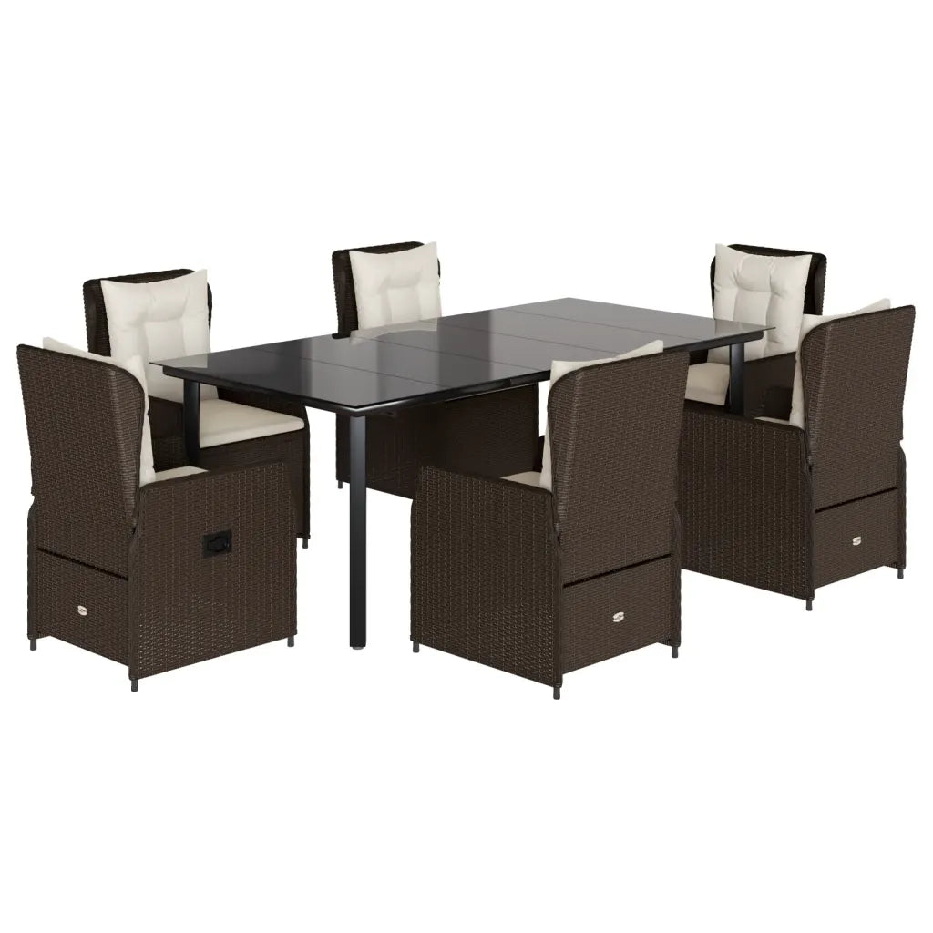 Set da Pranzo da Giardino 7pz con Cuscini in Polyrattan Marrone 3262852