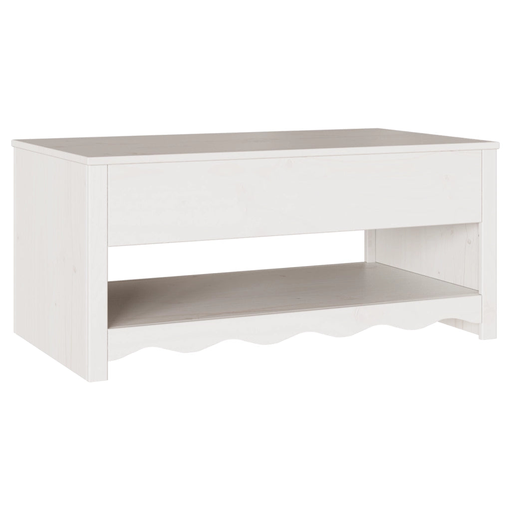 Tavolino da caffÃ¨ "DRAMMEN" Bianco 99x55x45 cm in Legno di Pino