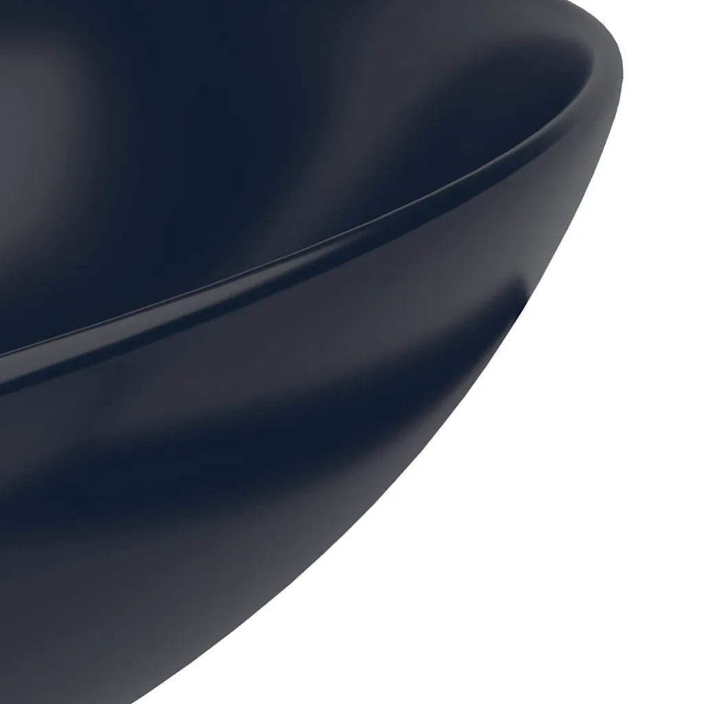 Lavandino da Bagno in Ceramica Blu Scuro Rotondo 146979