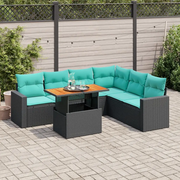 Set Divani da Giardino con Cuscini 7pz Nero Polyrattan 3327046