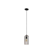 Lampadario Industrial Roccamena 1 Luce Acciaio Nero E Rame