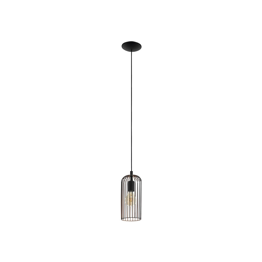 Lampadario Industrial Roccamena 1 Luce Acciaio Nero E Rame