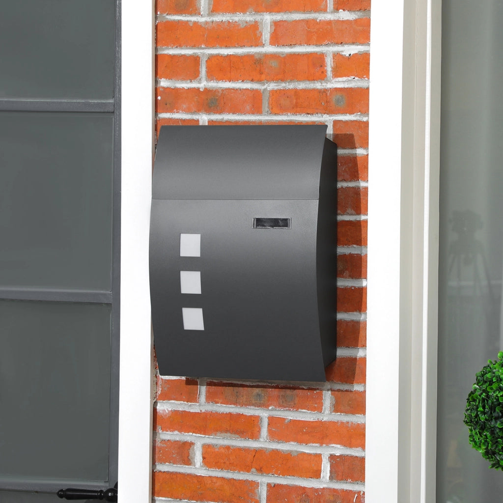 Cassetta Postale Ricurva in Acciaio con 3 Fessure e 2 Chiavi di Sicurezza 45x10x32 cm, Grigio