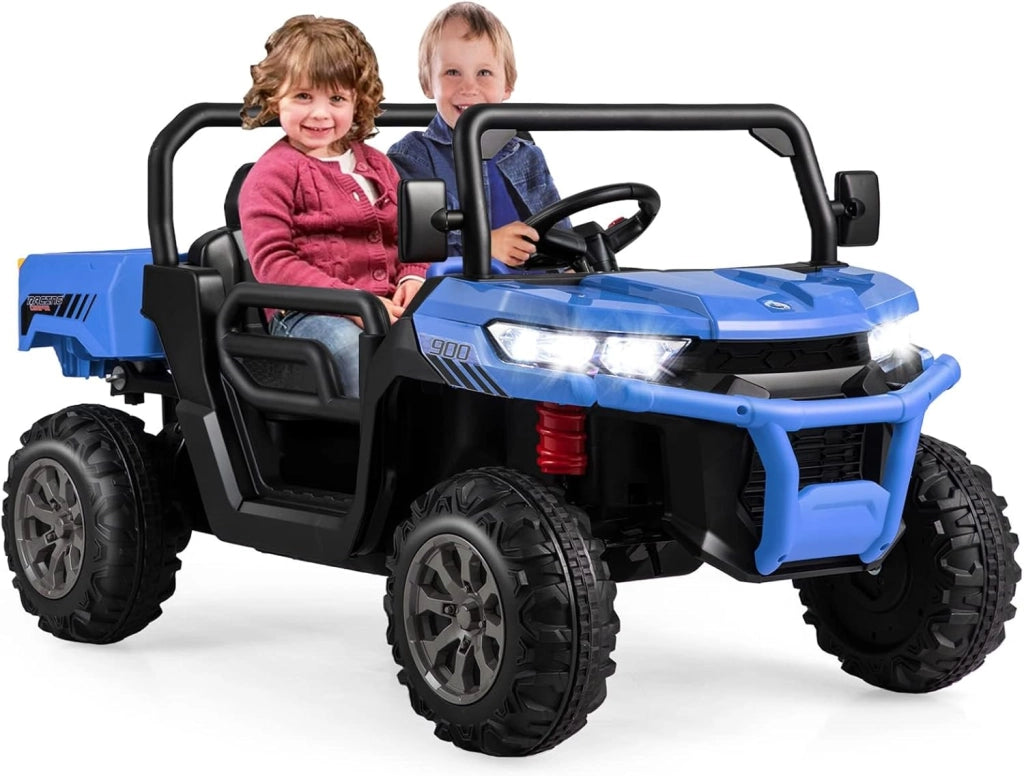 12V Auto Elettrico per Bambini, Trattore Elettrico con Scatola di Scarico, Macchina Elettrica con Pala Telecomando e Musica, Regalo per Bambini 3-8 Anni, 3-8 km/h (Rosso)