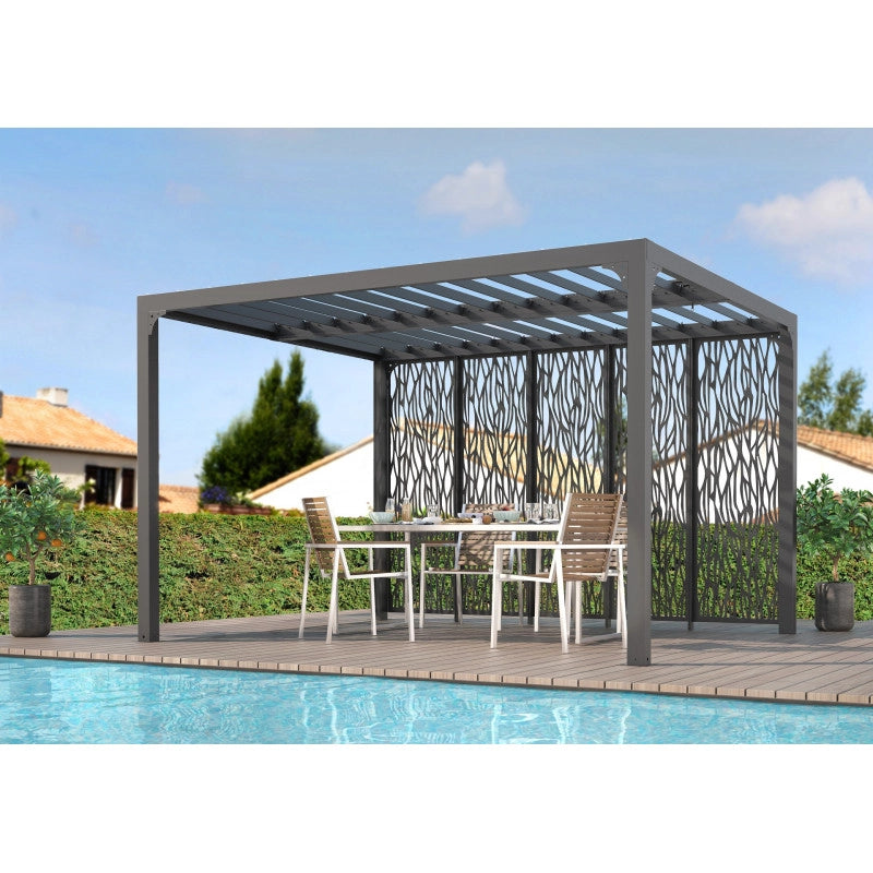 Pannello decorativo in acciaio per pergola bioclimatica 360 cm – effetto moucharabieh antivento – PERBIM36 Foresta