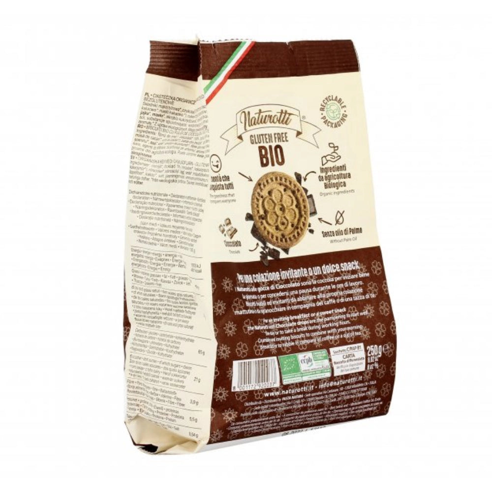 Pasta natura biscotti naturotti con gocce di cioccolato 12 confezioni da 250 grammi
